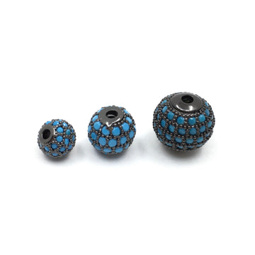Gunmetal with Turquoise CZ pave Bead | Bellaire Wholesale