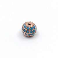 Rose Gold plated Bead with Turquoise CZ pave | Bellaire Wholesale