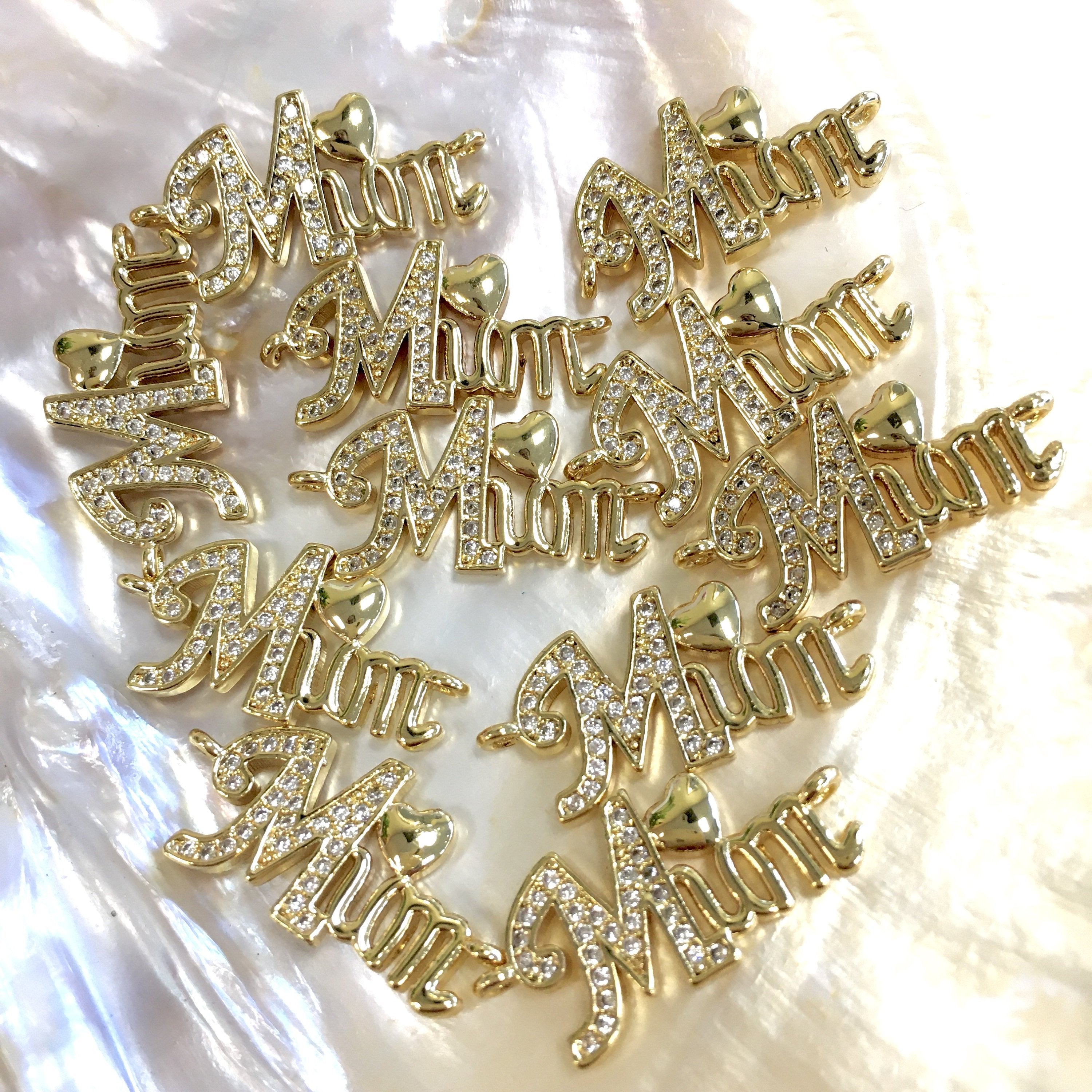 18k Gold Plated Brass letter MUM Connector | Bellaire Wholesale
