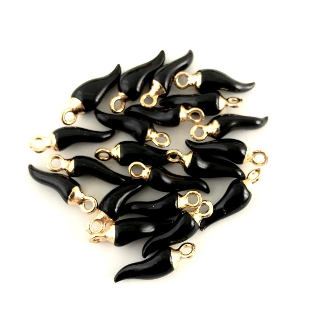 2 PCs Cornicello Red Brass Gold Plated Charm | Bellaire Wholesale