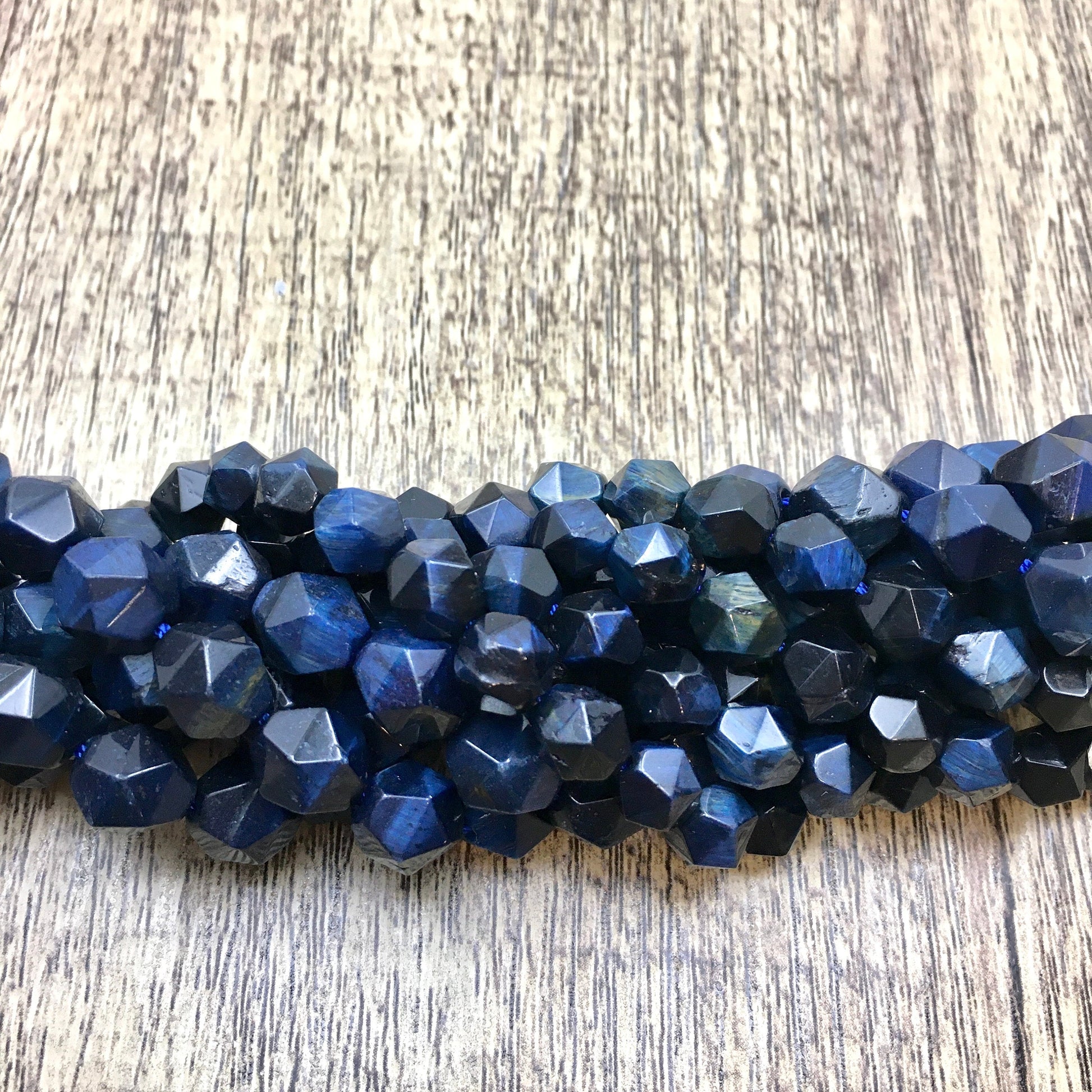 Dark Blue Tiger-eye dyed Diamond Cut Faceted beads | Bellaire Wholesale