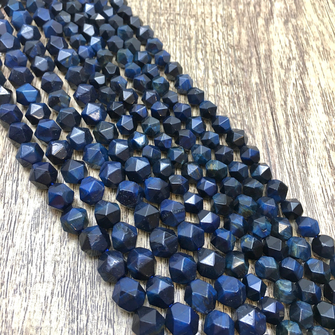 Dark Blue Tiger-eye dyed Diamond Cut Faceted beads | Bellaire Wholesale
