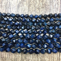 Dark Blue Tiger-eye dyed Diamond Cut Faceted beads | Bellaire Wholesale