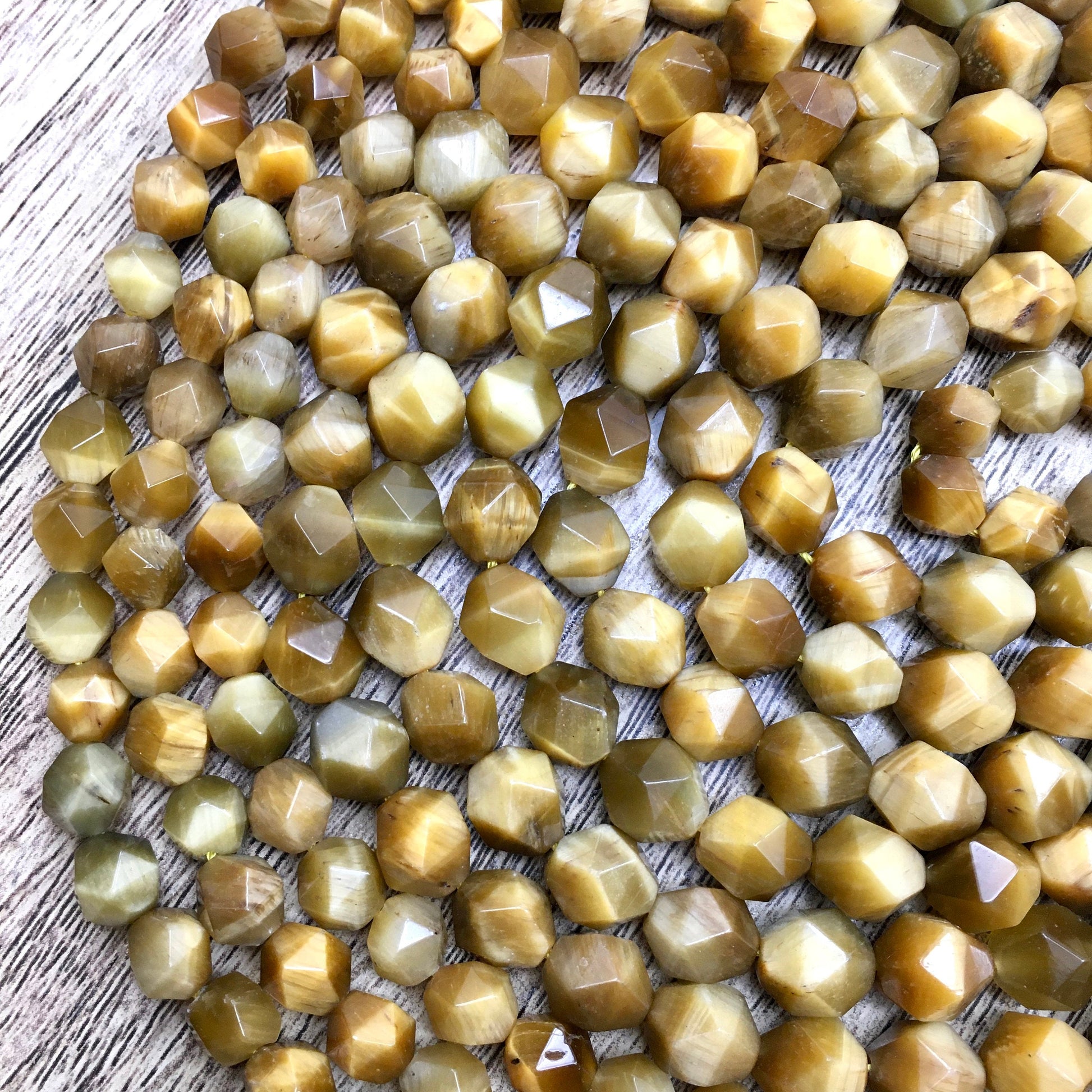 Honey Gold Tiger Eye diamond cut shape beads | Bellaire Wholesale