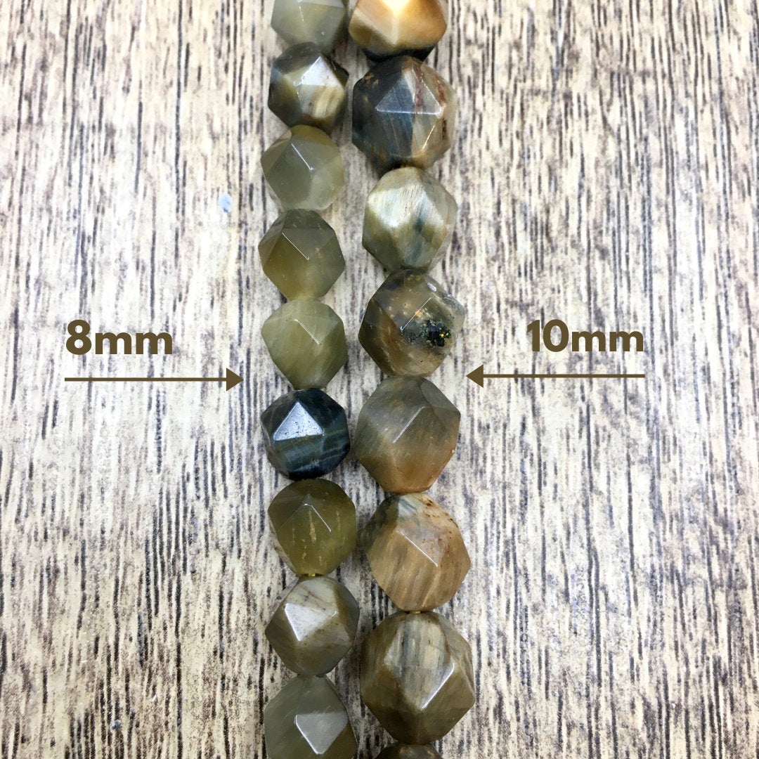 Gold & Gray Tiger Eye diamond cut shape beads | Bellaire Wholesale