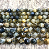 Gold & Gray Tiger Eye diamond cut shape beads | Bellaire Wholesale