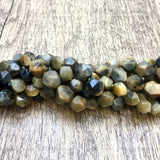 Gold & Gray Tiger Eye diamond cut shape beads | Bellaire Wholesale