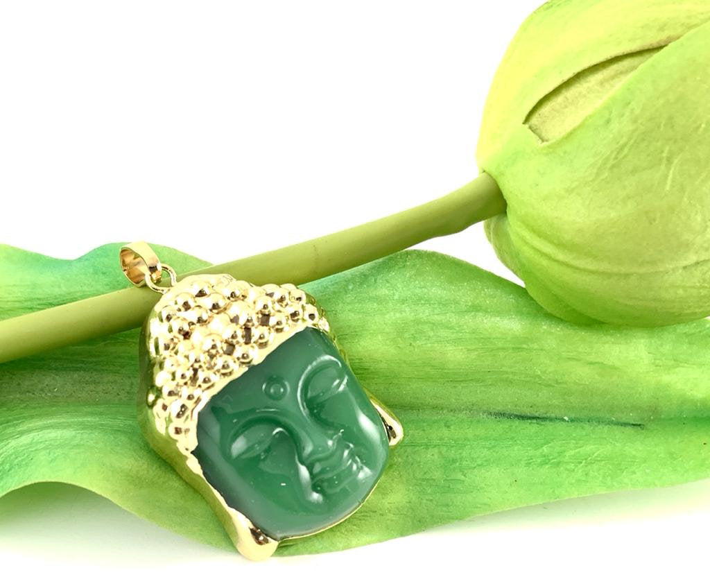 Buddha Head Frosted Glass Pendant with gold plated | Bellaire Wholesale