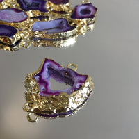 Purple Natural Druzy Agate Slice Connectors | Bellaire Wholesale