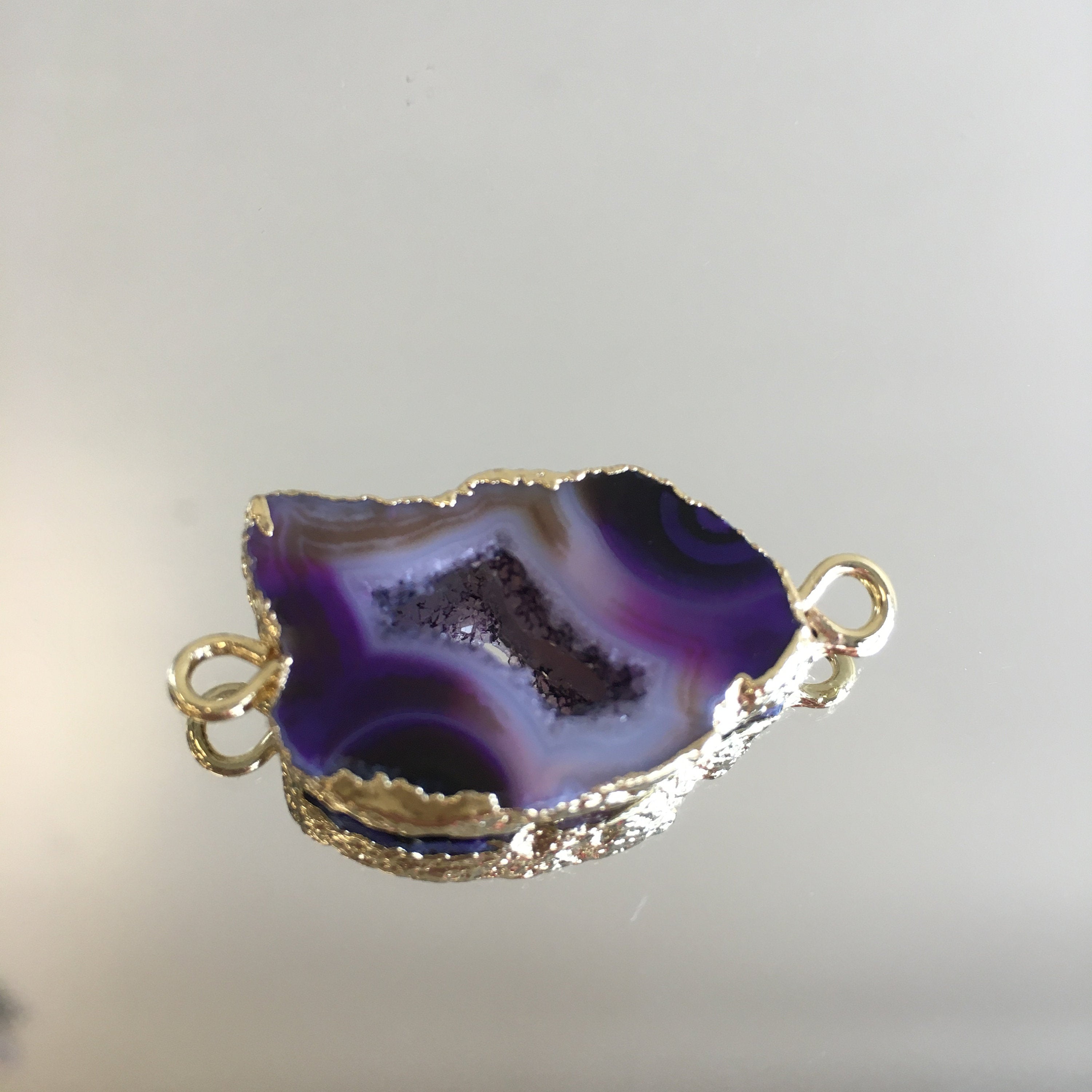 Purple Natural Druzy Agate Slice Connectors | Bellaire Wholesale