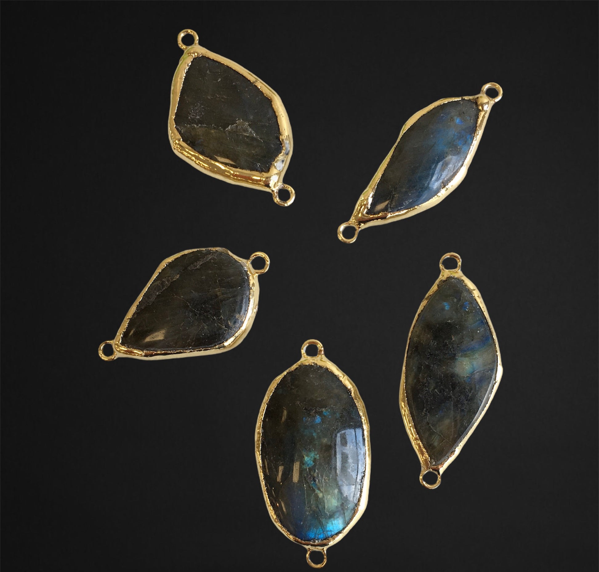 Labradorite Natural Stone Connectors with fire | Bellaire Wholesale