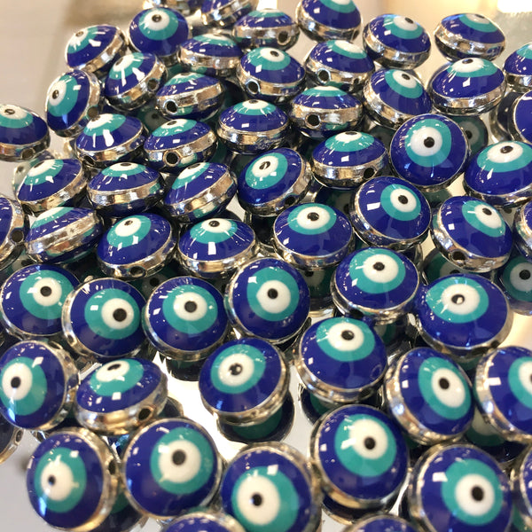 Alloy Puffy Dark Blue Evil Eye Beads | Bellaire Wholesale