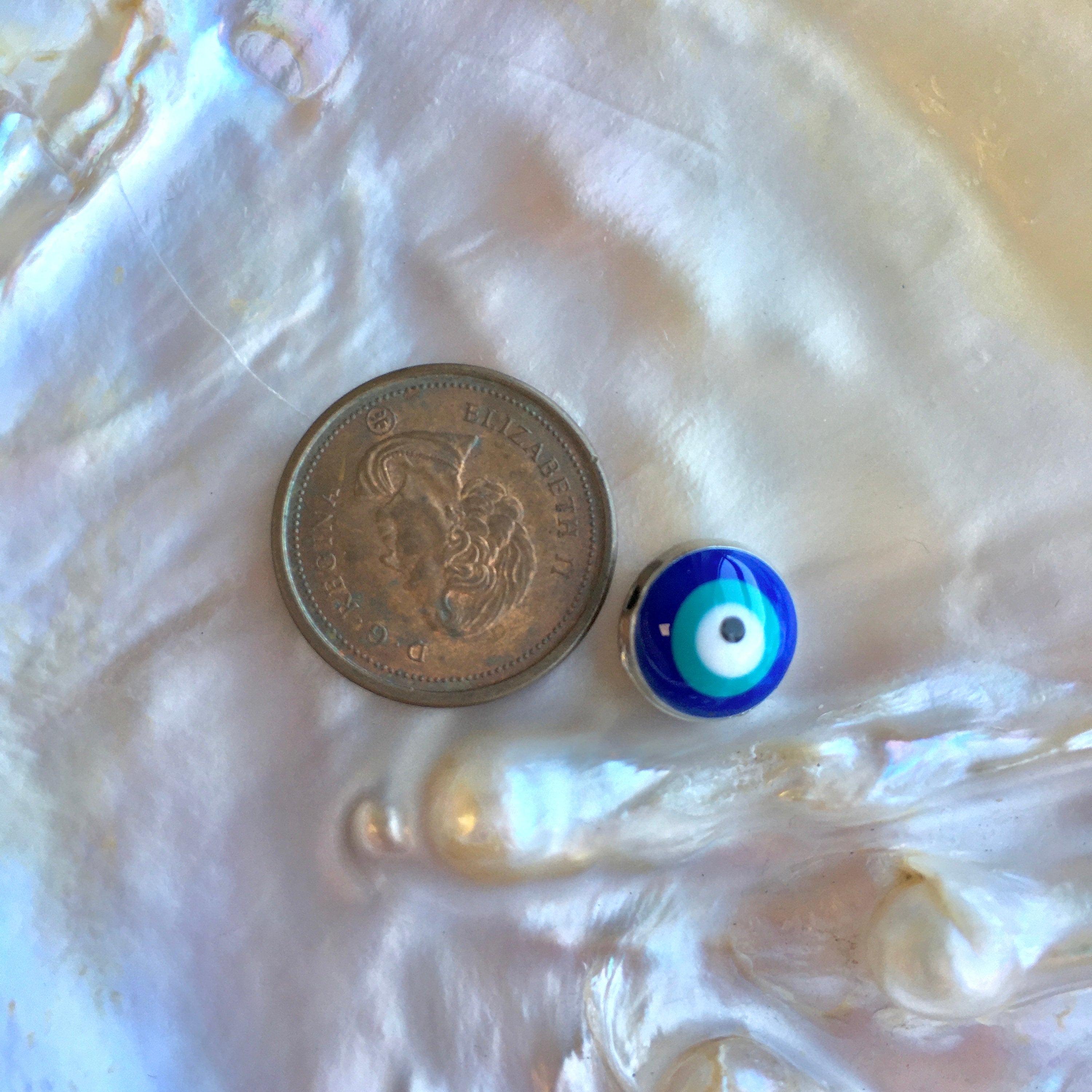 Alloy Puffy Dark Blue Evil Eye Beads | Bellaire Wholesale