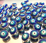 Alloy Puffy Dark Blue Evil Eye Beads | Bellaire Wholesale