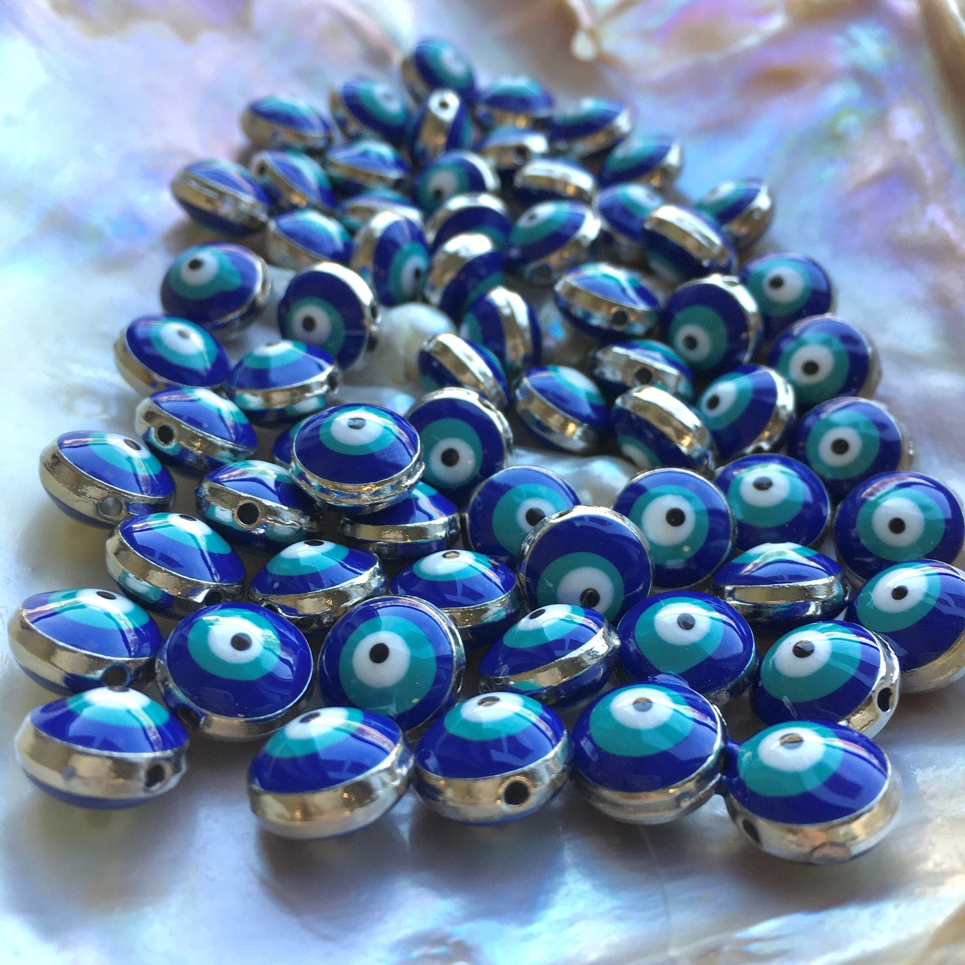 Alloy Puffy Dark Blue Evil Eye Beads | Bellaire Wholesale