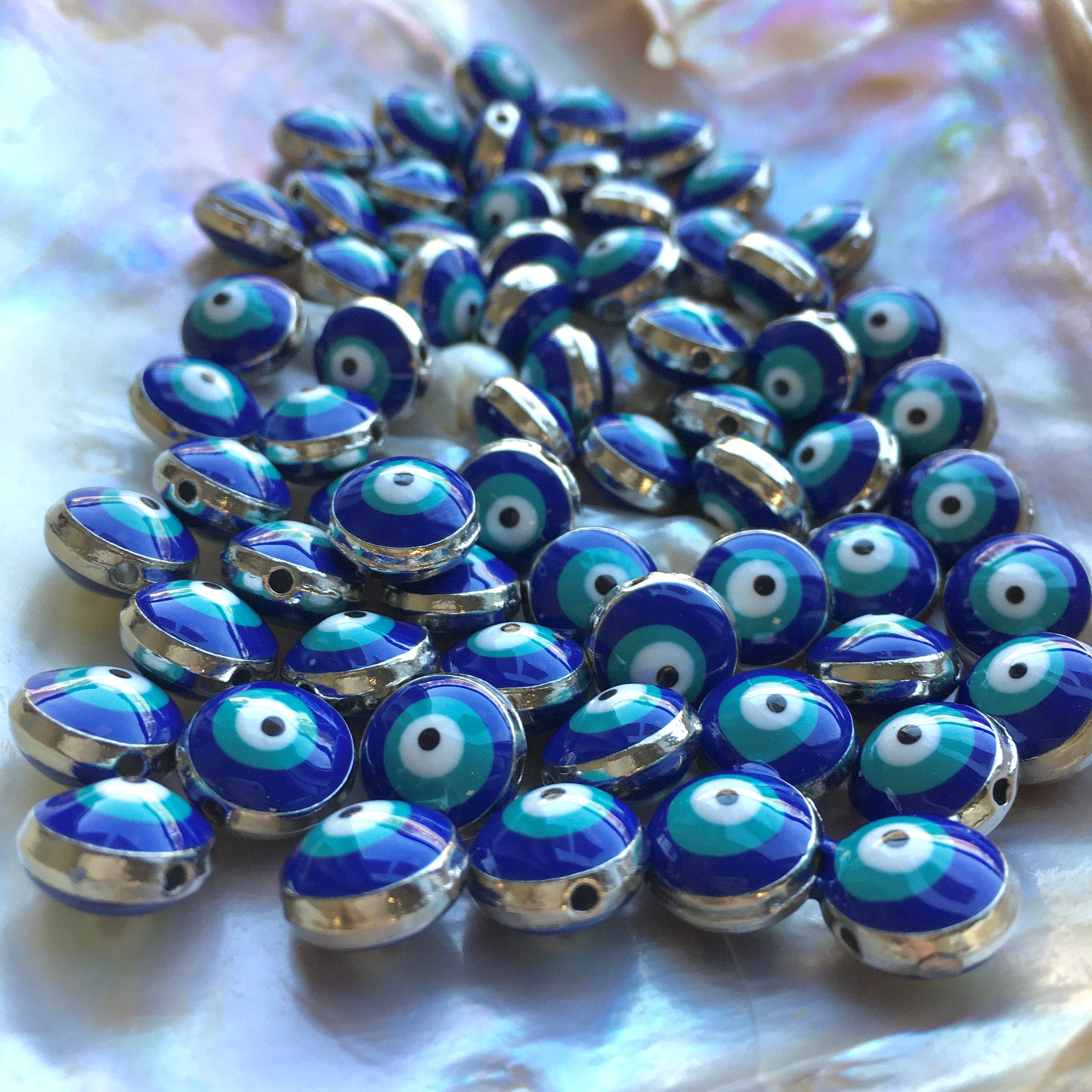 Alloy Puffy Dark Blue Evil Eye Beads | Bellaire Wholesale