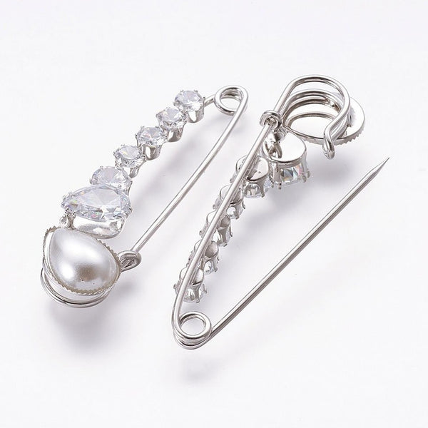 Silver Plated Brooch with tear drop pearl | Bellaire Wholesale