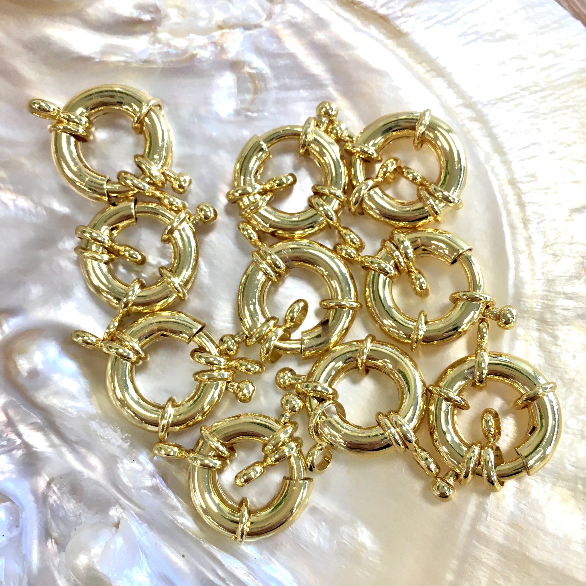 18k Gold plated Brass spring lock connectors | Bellaire Wholesale