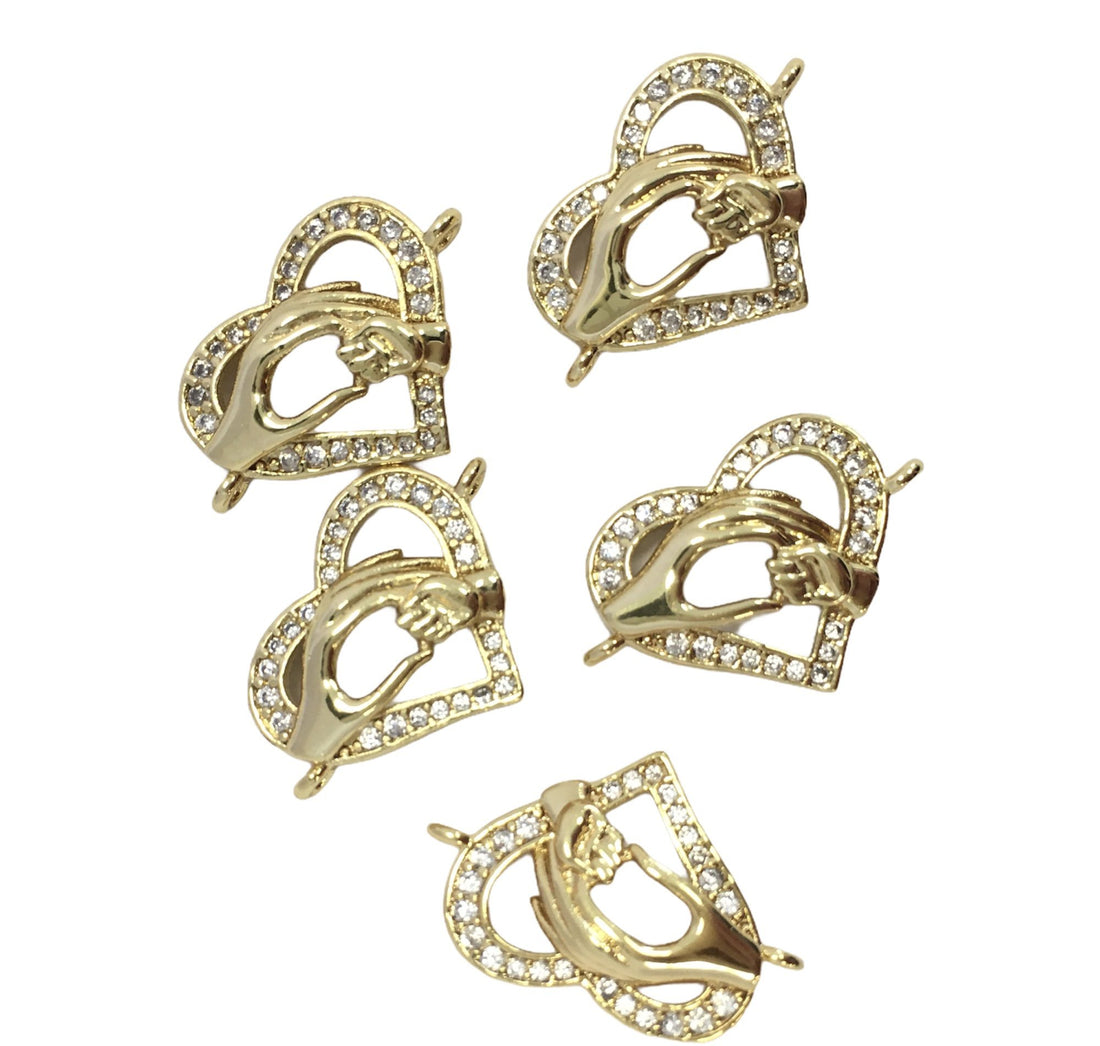 18k Gold Plated Brass Heart Connector | Bellaire Wholesale
