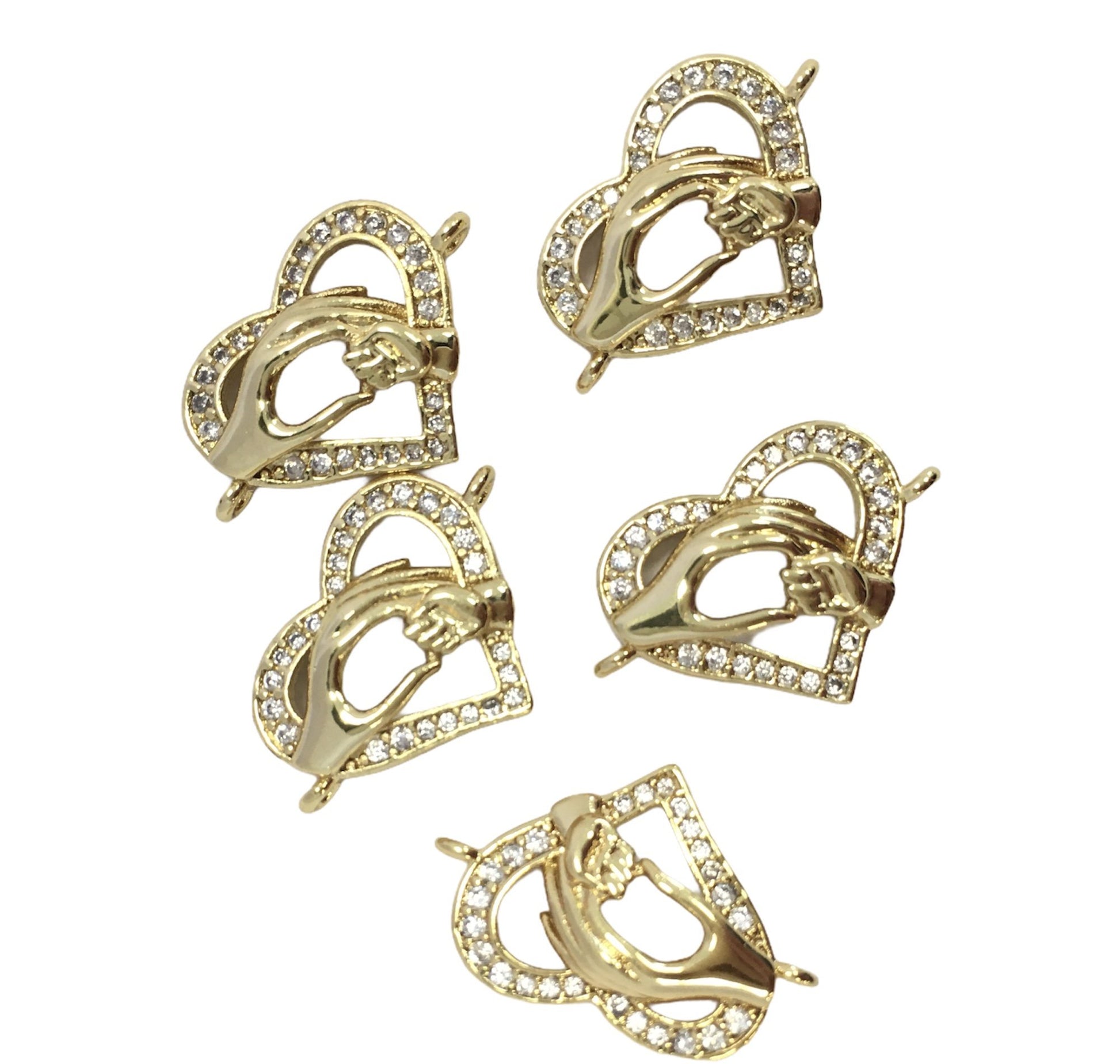 18k Gold Plated Brass Heart Connector | Bellaire Wholesale