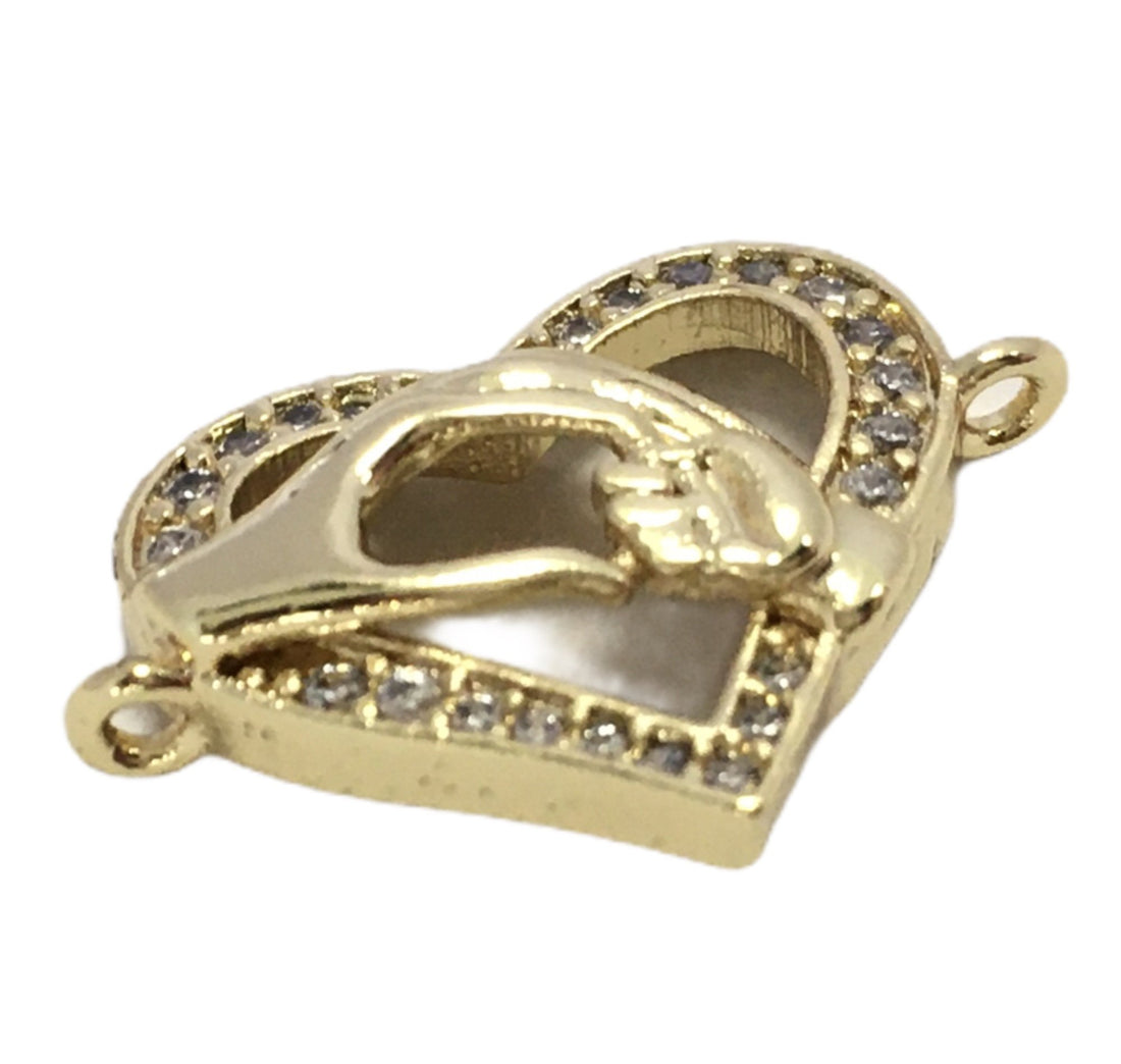 18k Gold Plated Brass Heart Connector | Bellaire Wholesale