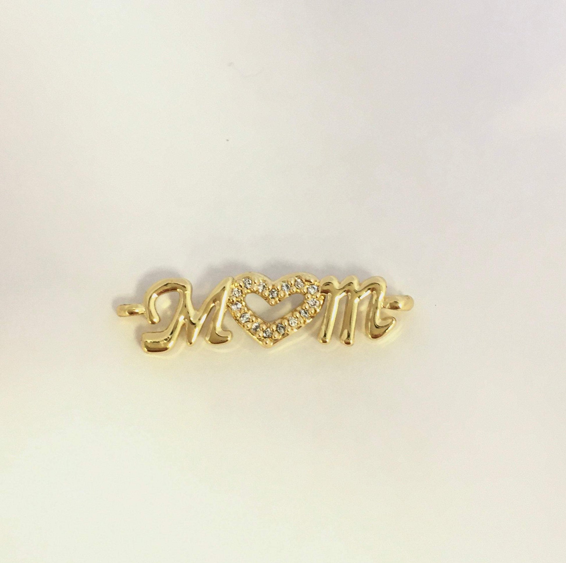 18k Gold Plated Brass letter MOM Connector | Bellaire Wholesale