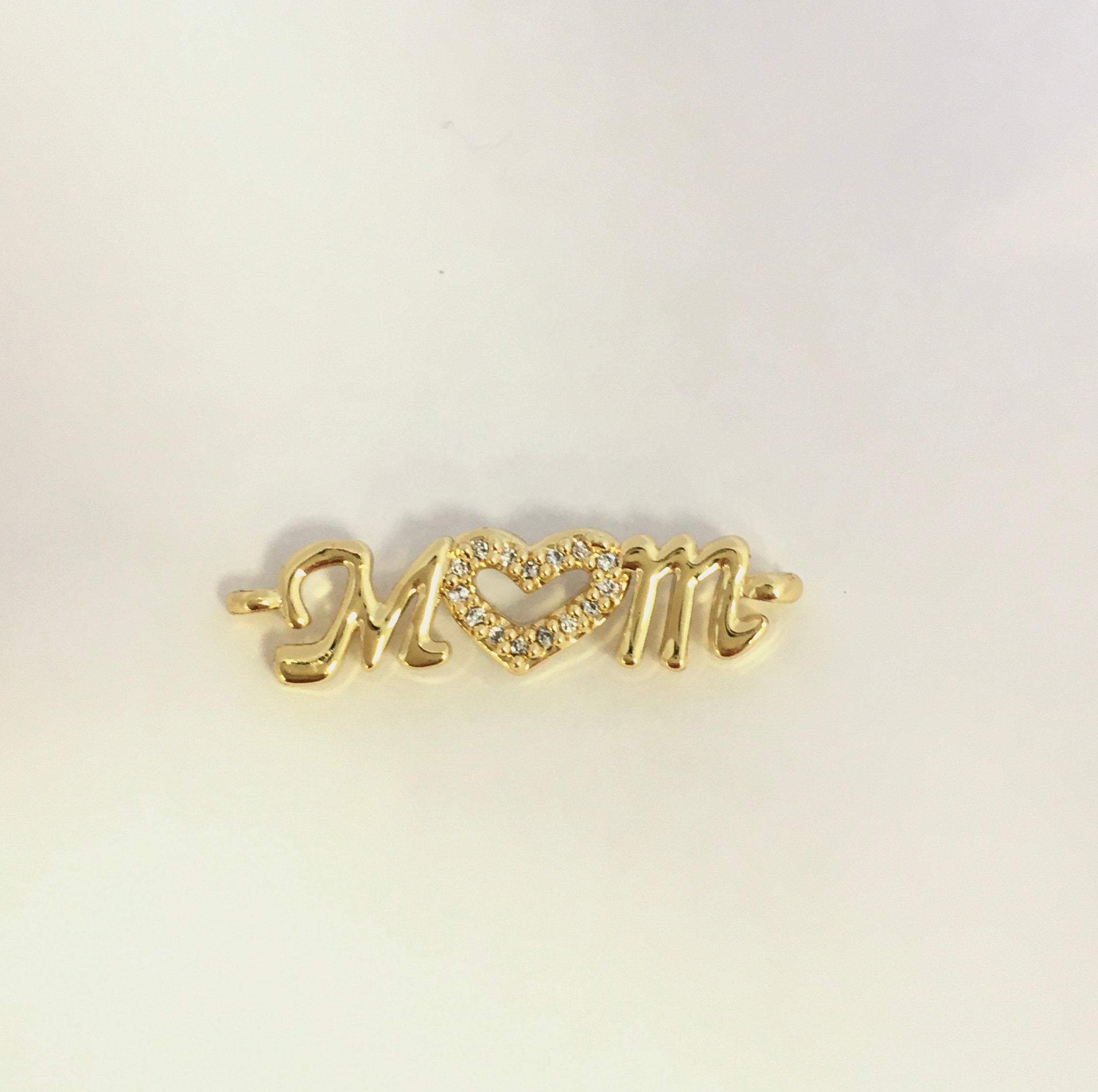 18k Gold Plated Brass letter MOM Connector | Bellaire Wholesale