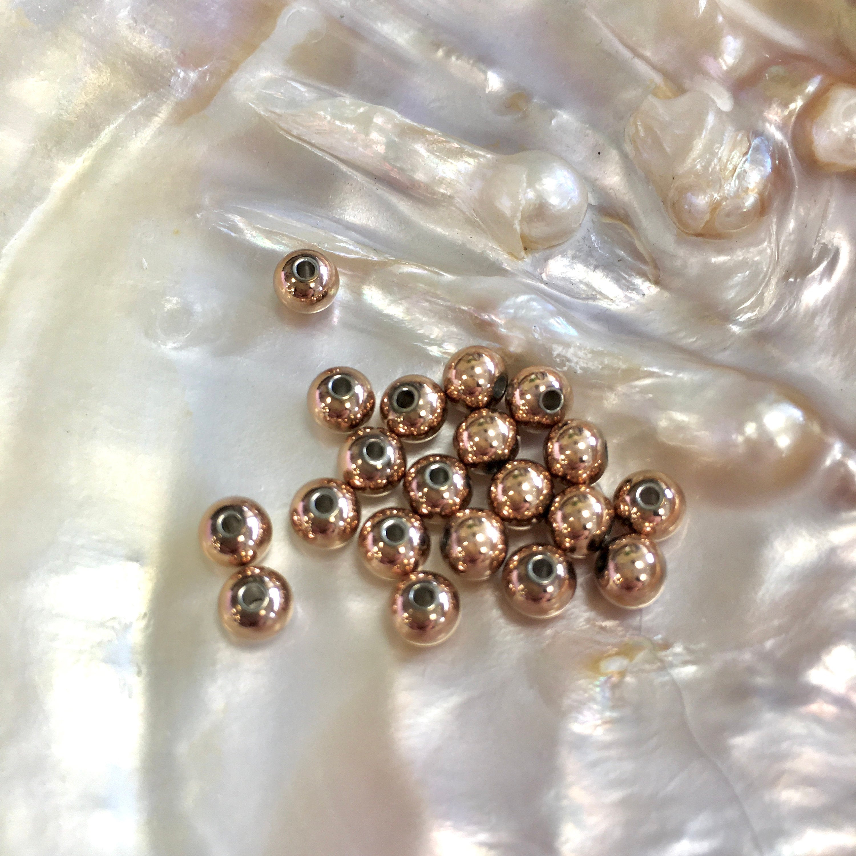 Stainless Steel Rose Gold Round Beads | Bellaire Wholesale
