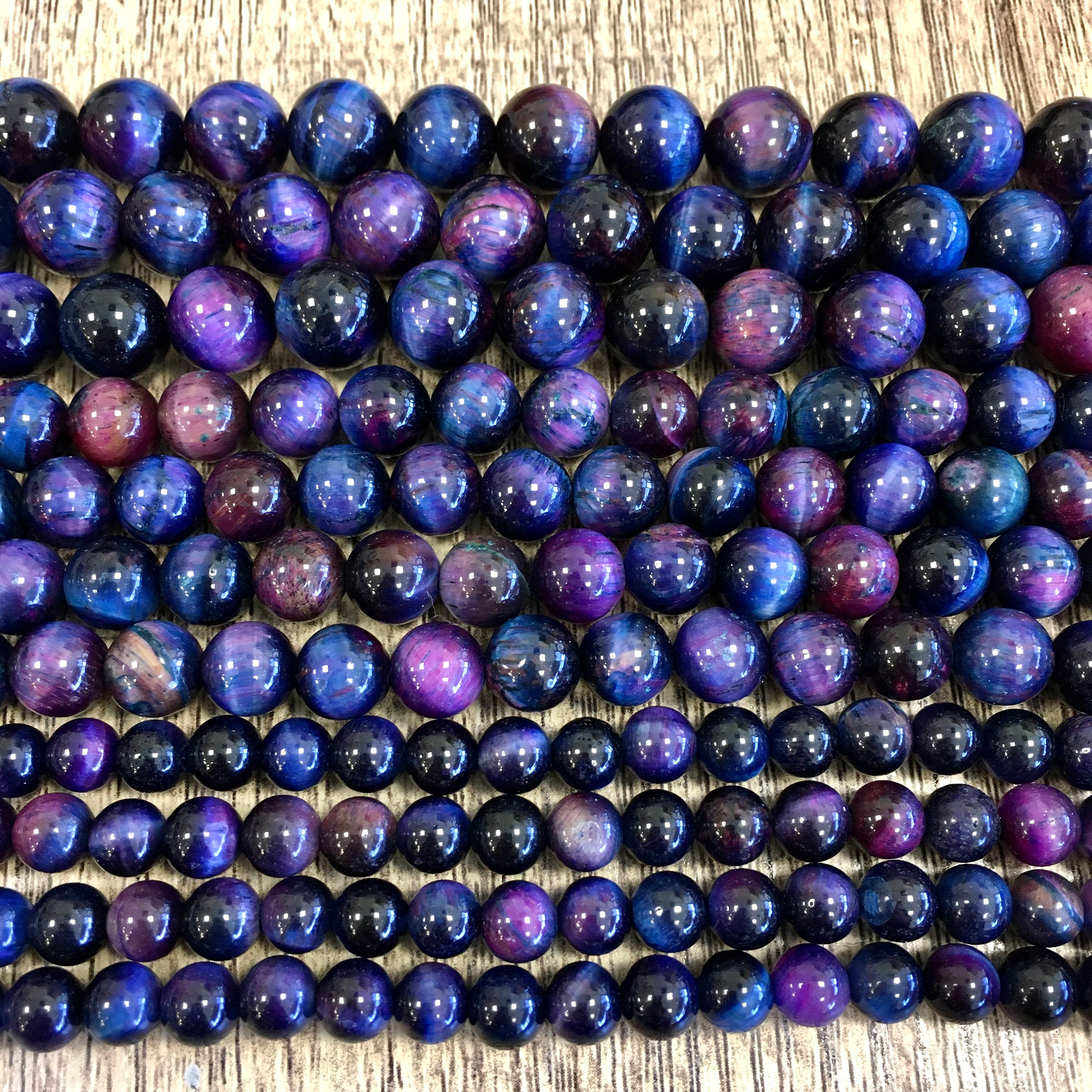 Purple Blue Tigers eye beads | Bellaire Wholesale