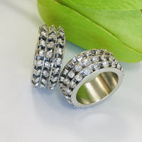 Rhodium 3 layered Rondelle Beads | Bellaire Wholesale