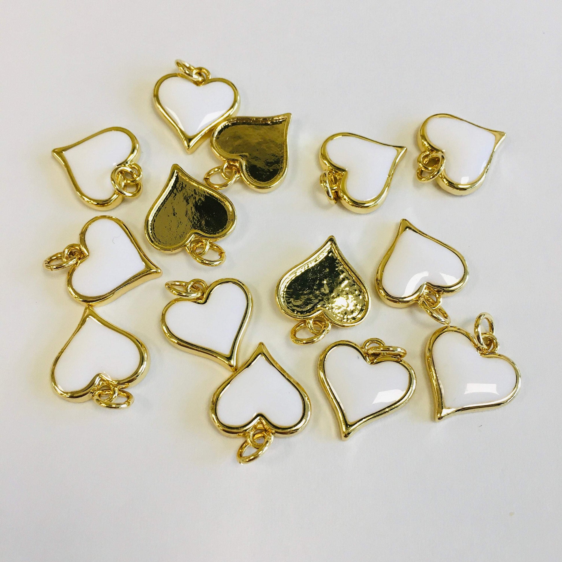 Brass Enamel 18K Gold Plated Heart Charms | Bellaire Wholesale
