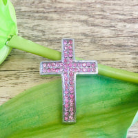 Pink Rhinestone Cross Bead/ Connector | Bellaire Wholesale