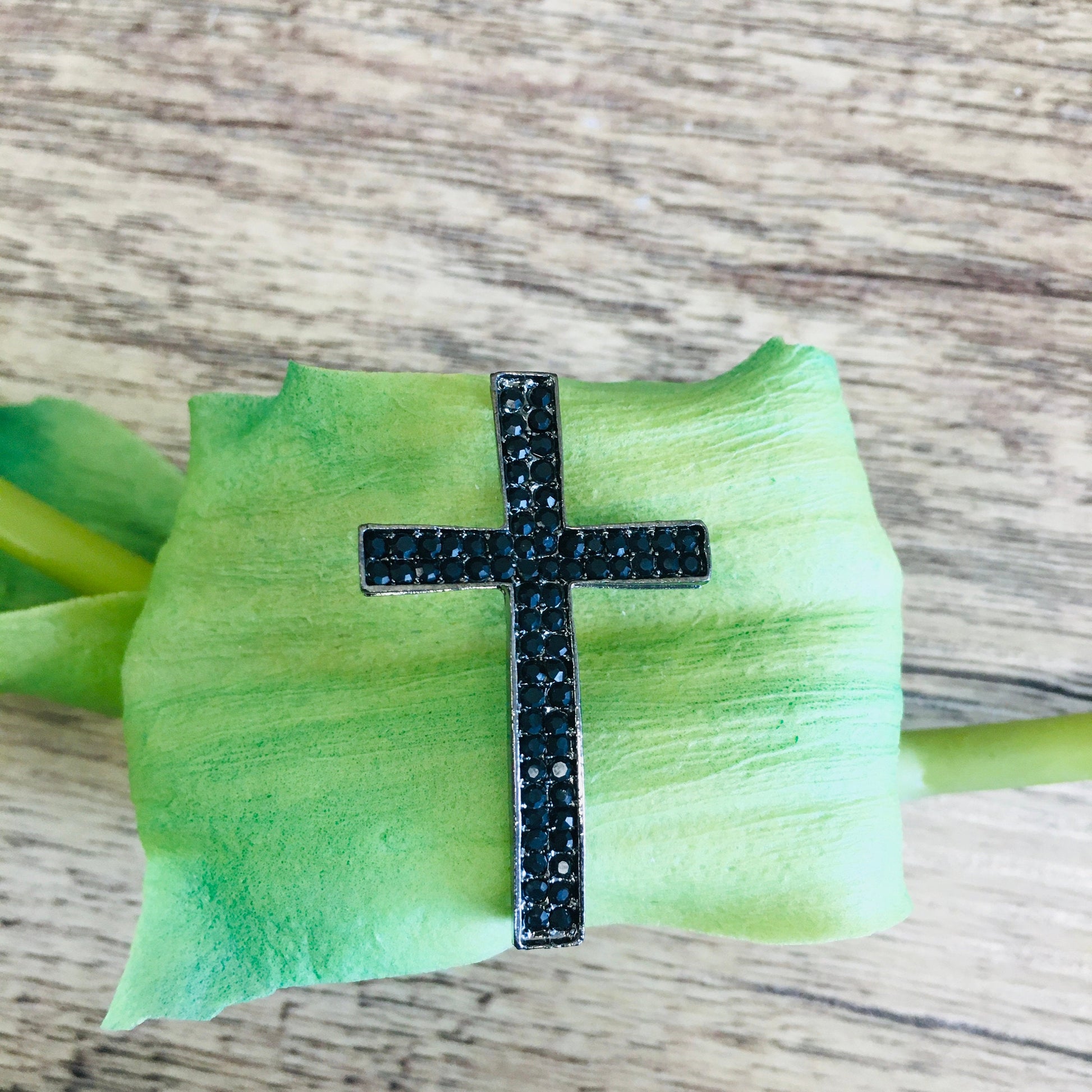 Cross with Clear/ Black Rhinestone 