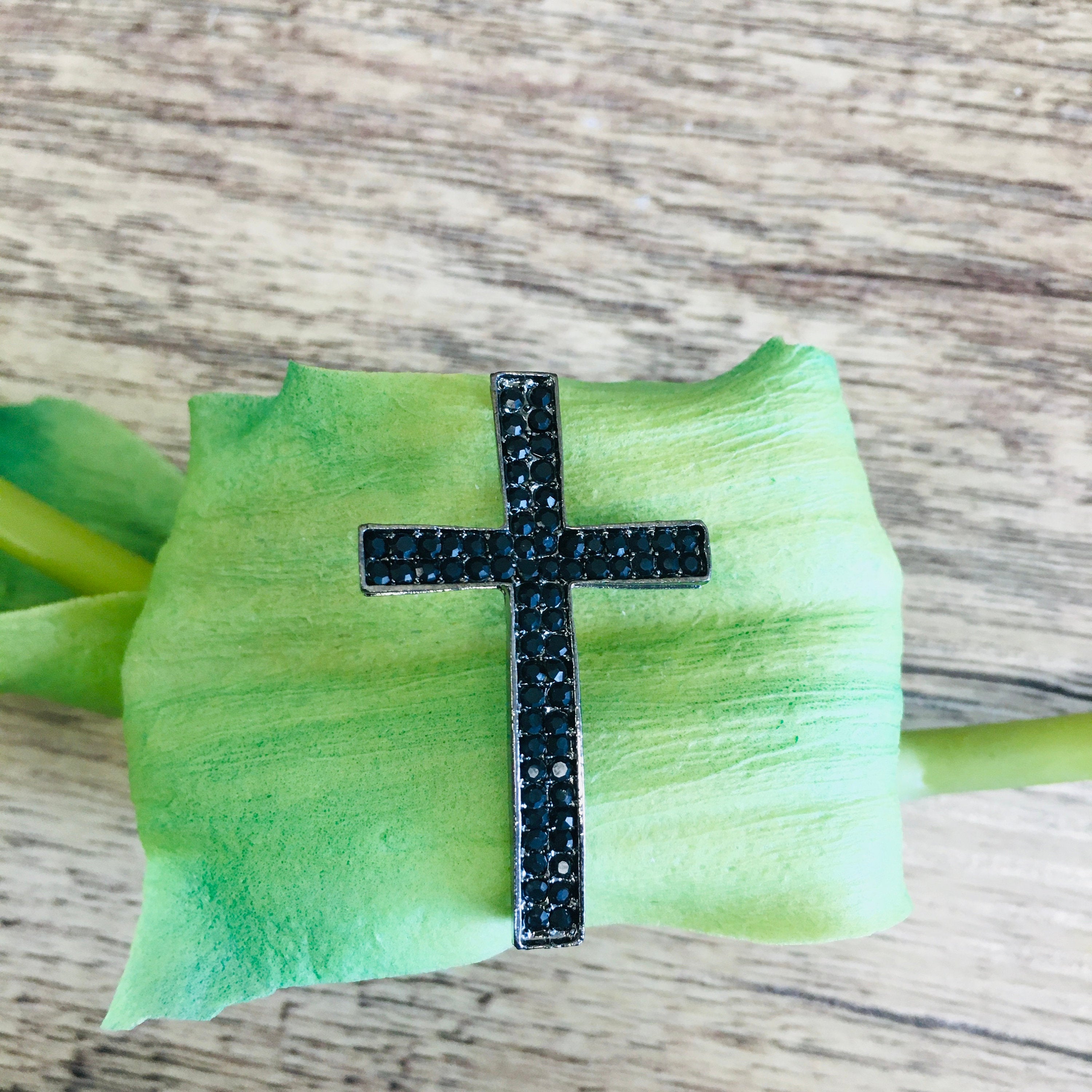 Cross with Clear/ Black Rhinestone 
