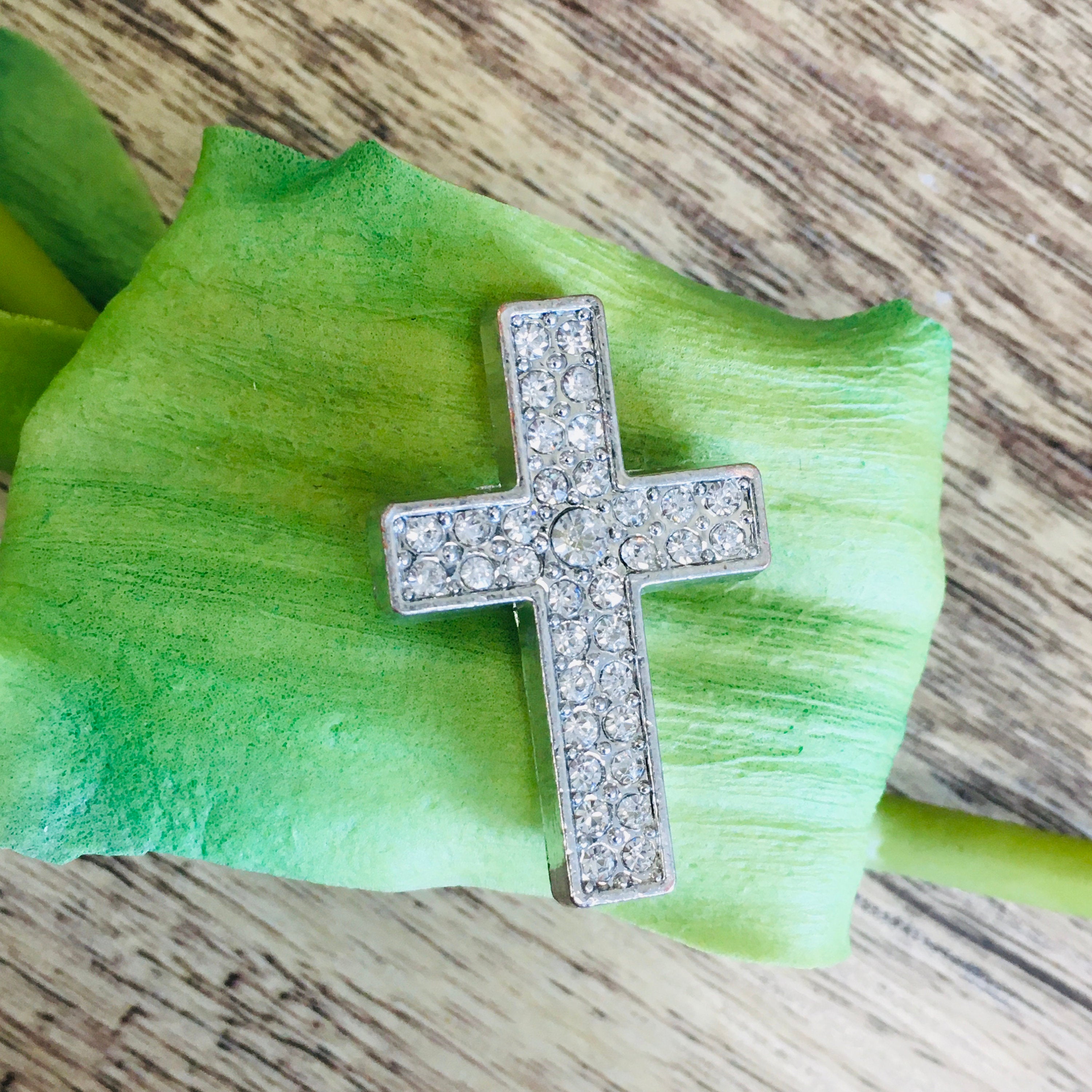 Rhodium/ Gunmetal Cross Clear rhinestones | Bellaire Wholesale