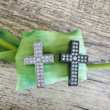 Rhodium/ Gunmetal Cross Clear rhinestones | Bellaire Wholesale