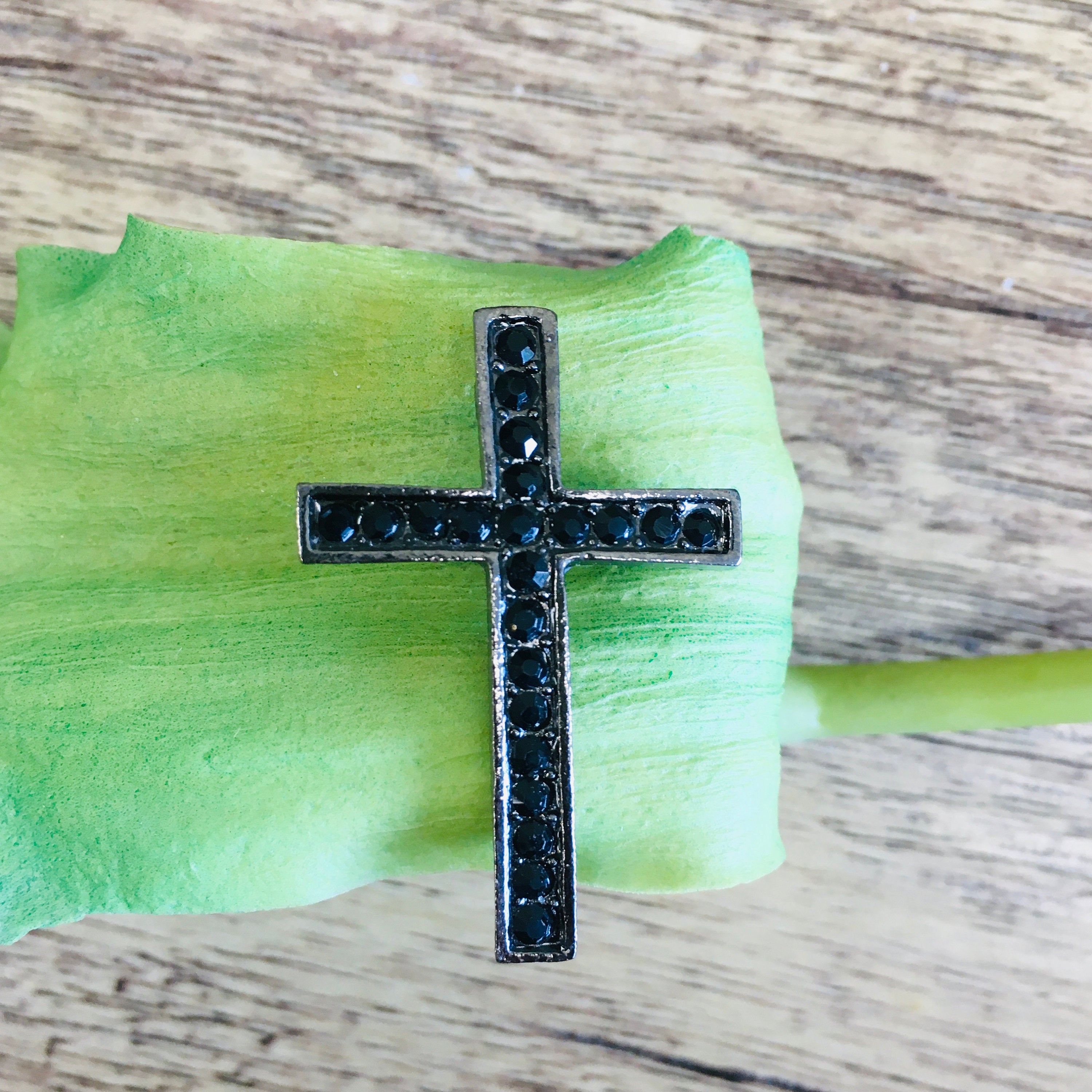 Alloy Cross Bead with black rhinestones | Bellaire Wholesale