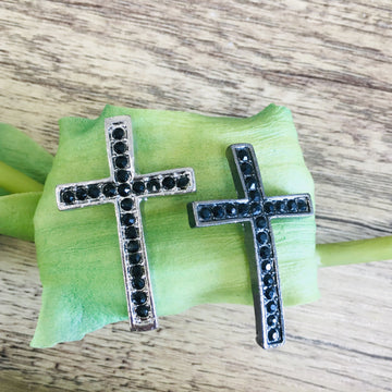 Alloy Cross Bead with black rhinestones | Bellaire Wholesale