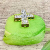 Gold Cross with Rhinestones, heart holes | Bellaire Wholesale