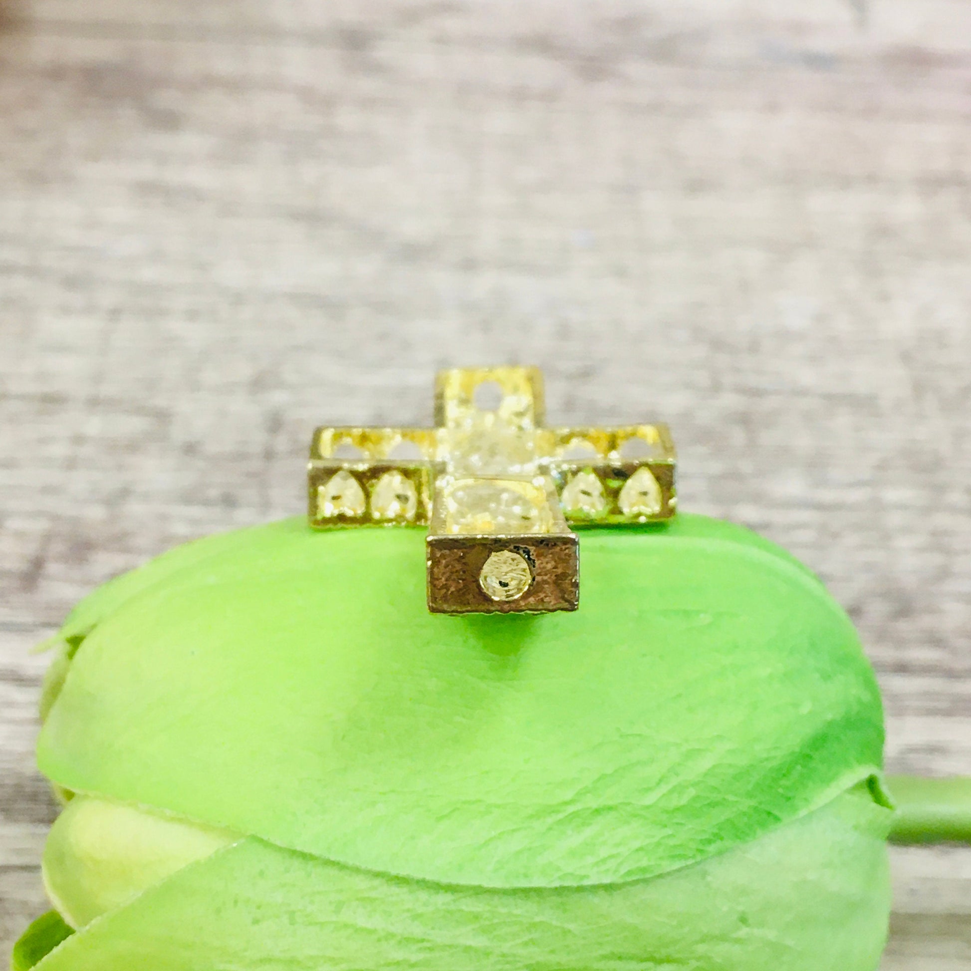 Gold Cross with Rhinestones, heart holes | Bellaire Wholesale