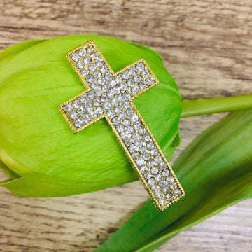 Gold Cross with Rhinestones, heart holes | Bellaire Wholesale