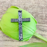 Rhodium/ Gunmetal Cross Bead | Bellaire Wholesale