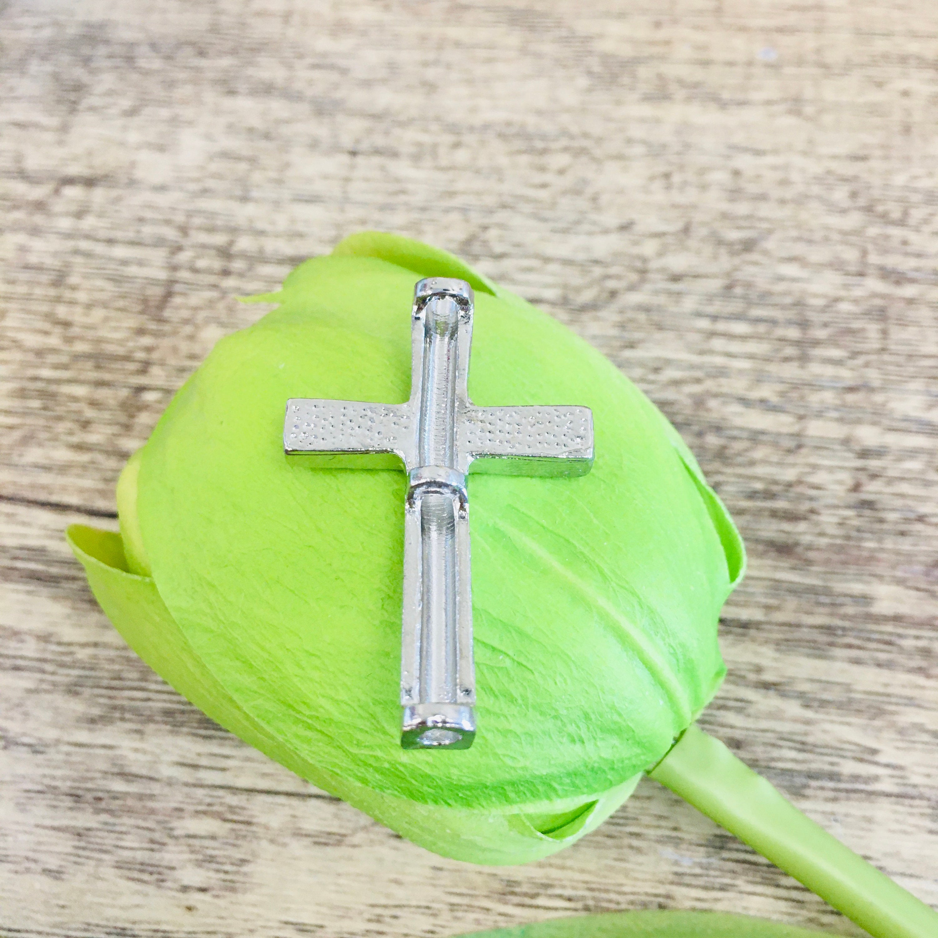 Rhodium/ Gunmetal Cross Bead | Bellaire Wholesale