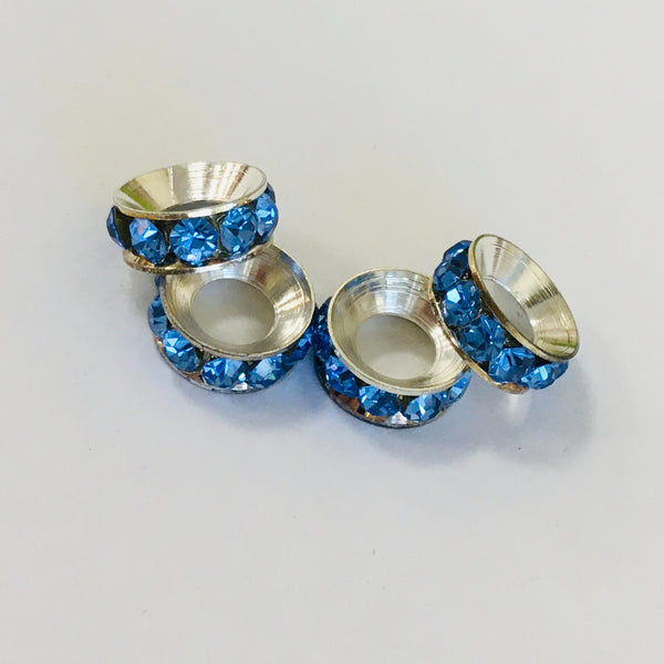 Rondelle Beads with blue rhinestones | Bellaire Wholesale