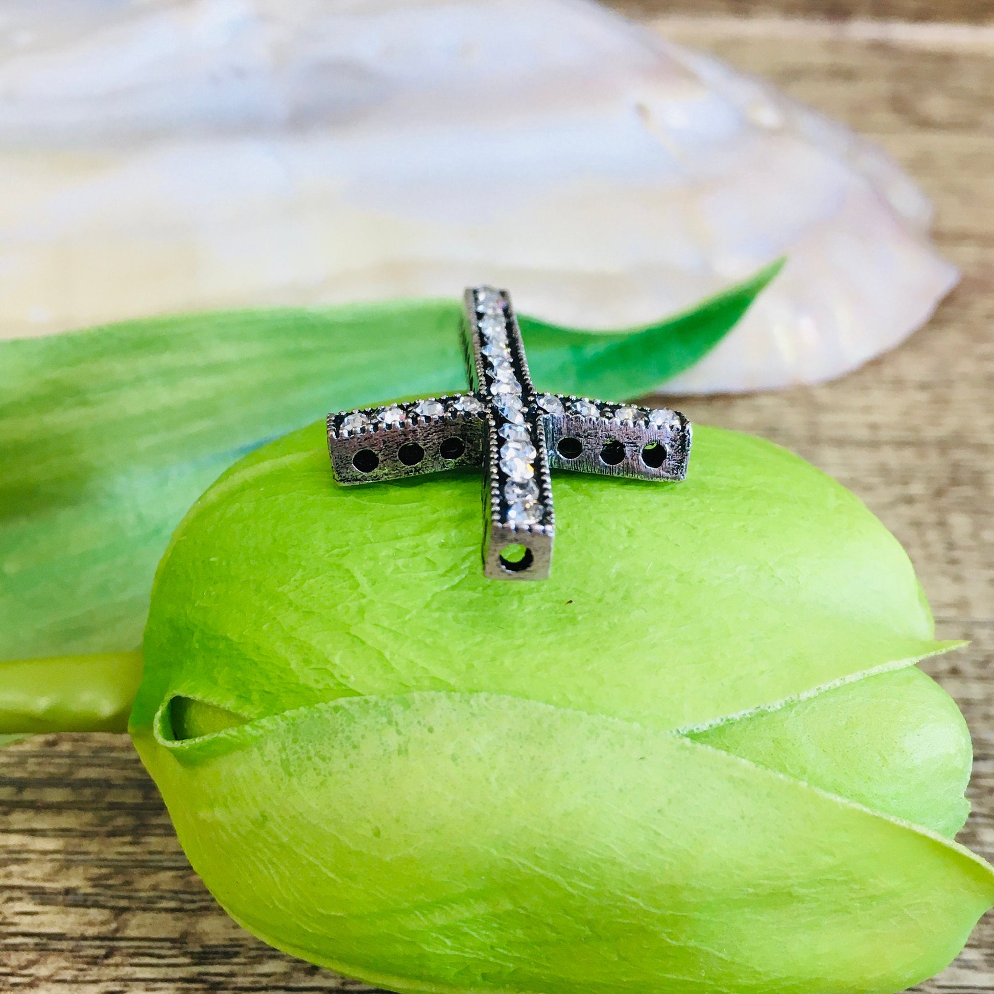 Rhodium Black Cross Connector | Bellaire Wholesale