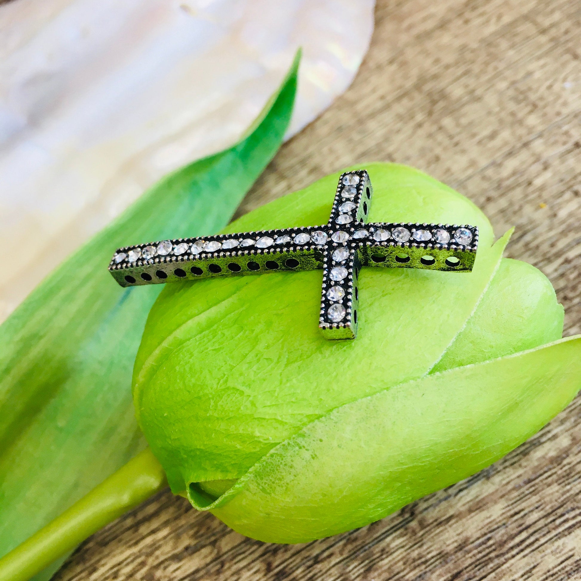 Rhodium Black Cross Connector | Bellaire Wholesale