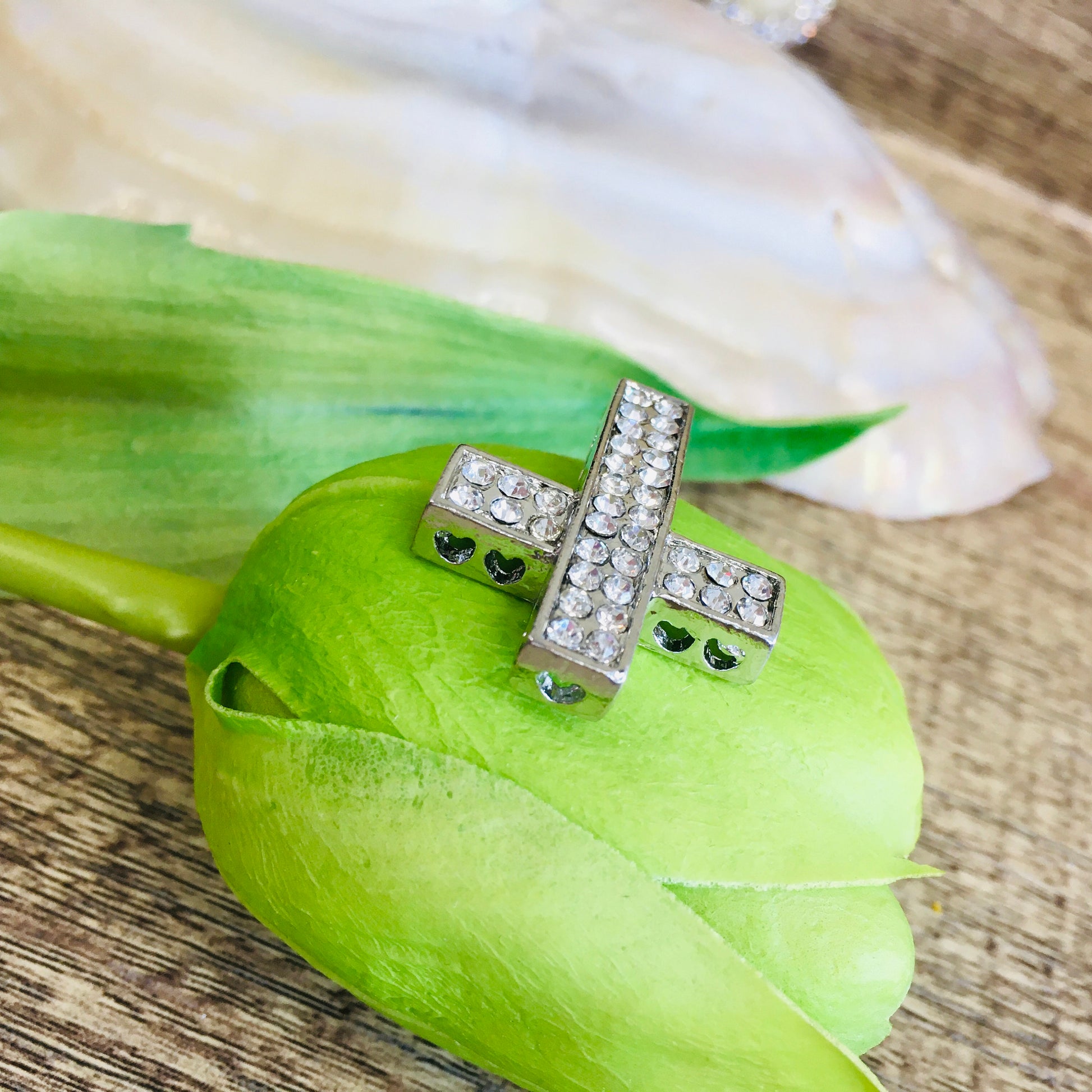 Silver Rhinestone Cross Connector | Bellaire Wholesale