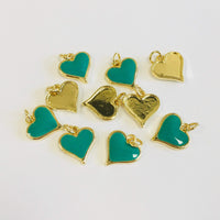 Brass Enamel 18K Gold Plated Heart Charms | Bellaire Wholesale