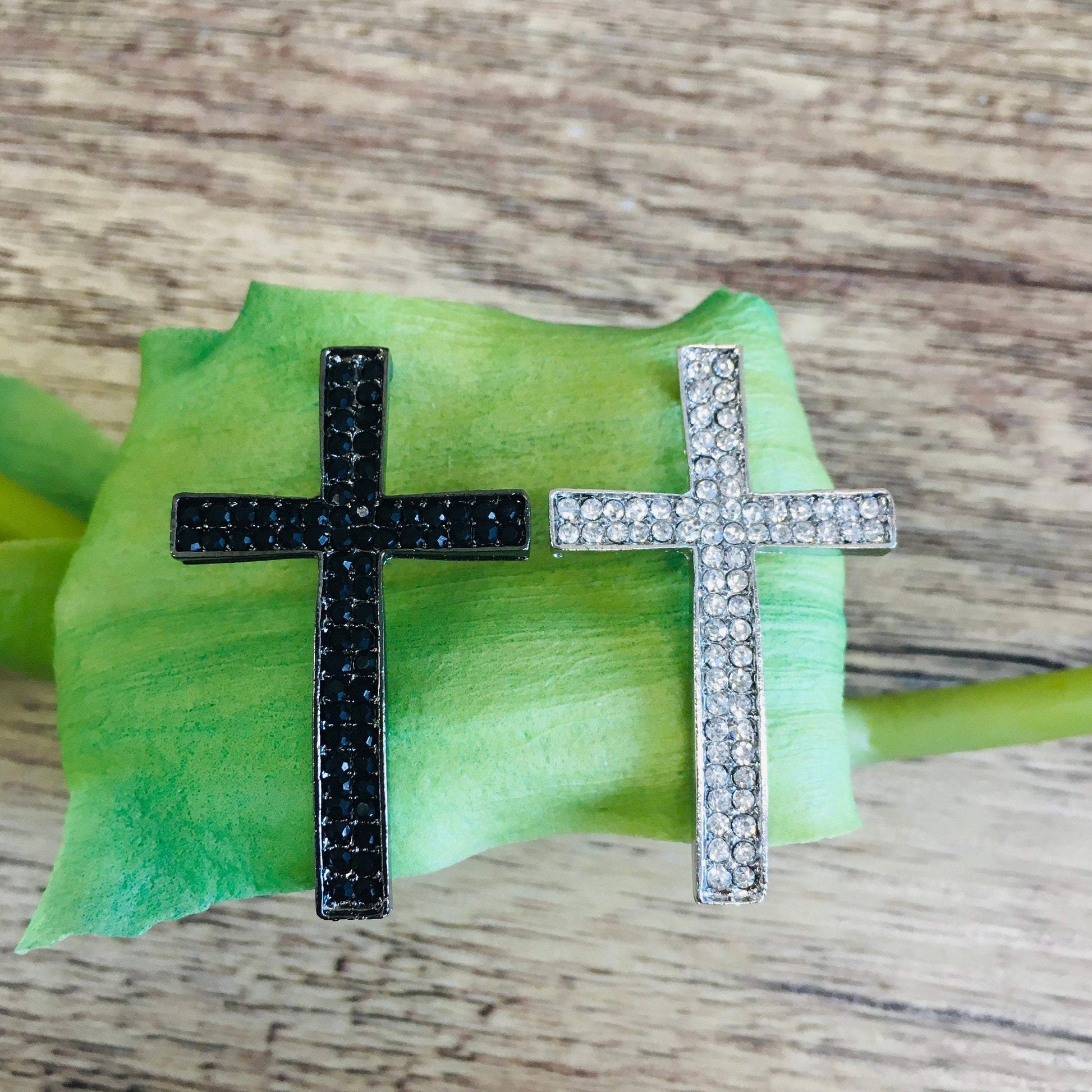 Cross with Clear/ Black Rhinestone 