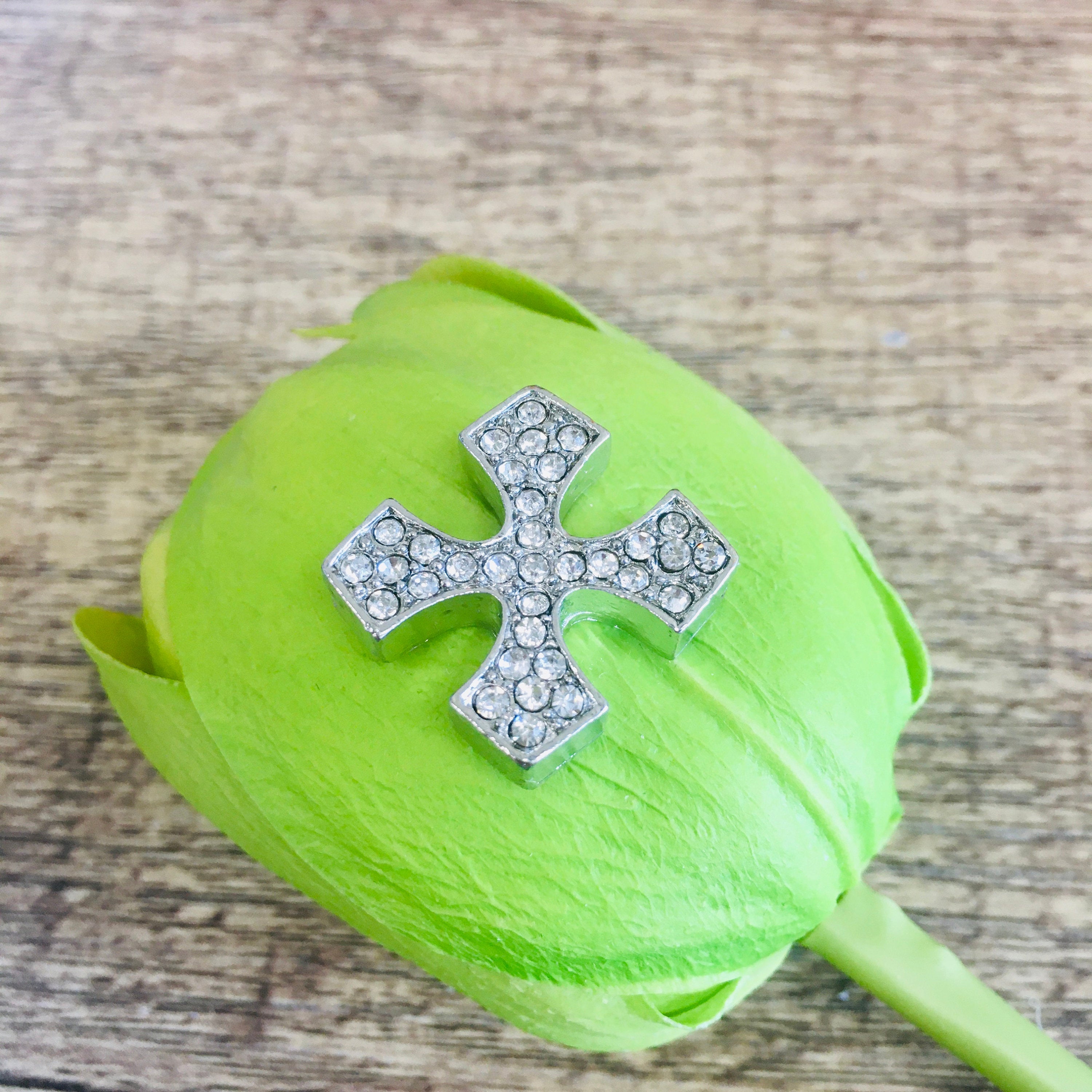 Rhodium/ Gold Alloy Cross Bead | Bellaire Wholesale